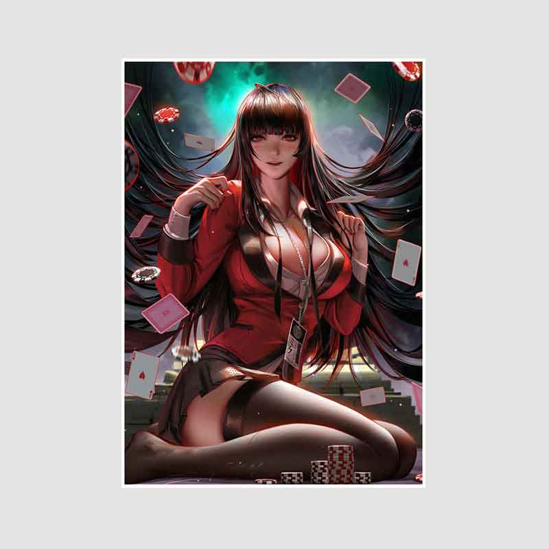Классические аниме Kakegurui постеры ретро белая бумага манга фигурка постер декор принты четкое изображение спальня бар украшение искусство живопись декоративные картины