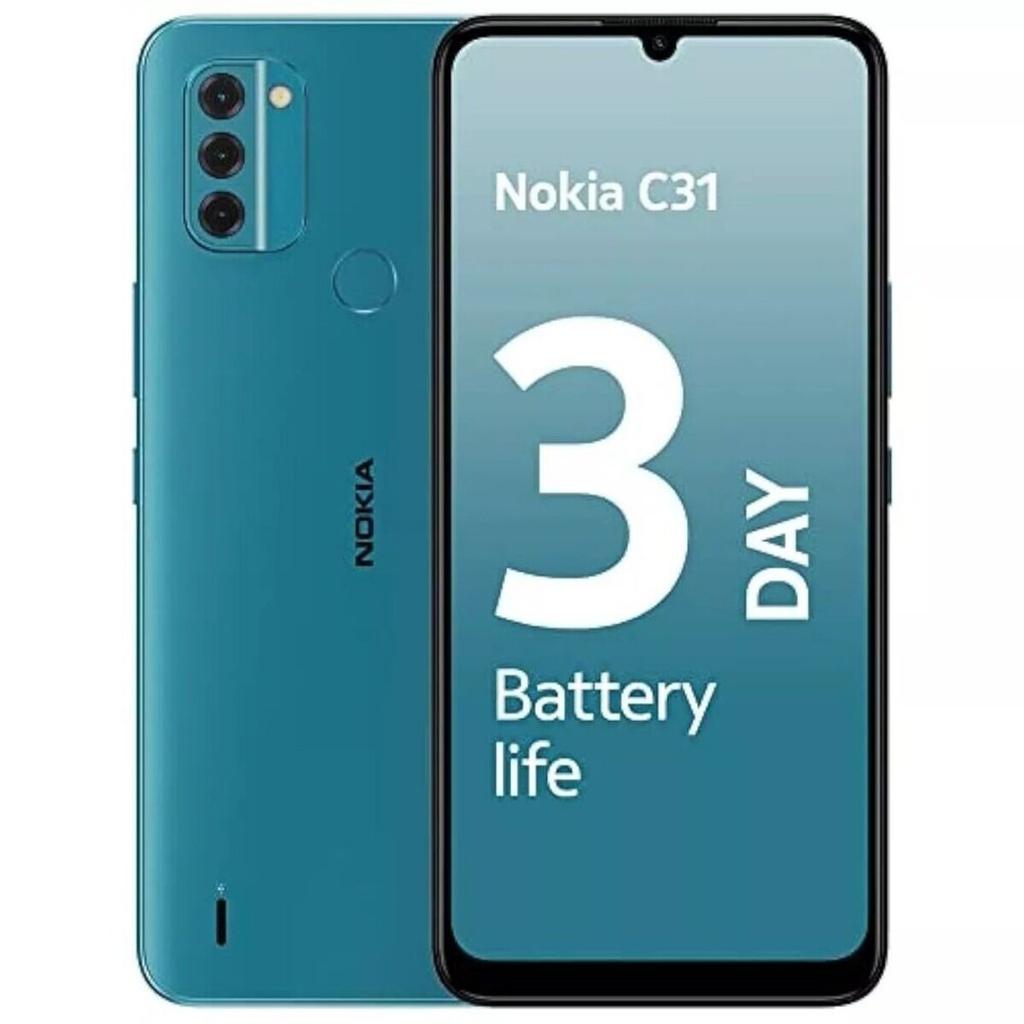 Восстановленный Nokia C31 Оригинальный 64 ГБ ПЗУ Две SIM-карты 4G LTE 13 МП Разблокированный Android-смартфон 6,75"