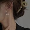 S999 Pure Silver Geometric Earrings Female Retro Temperament Ins Creative Square Earclip Earrings Petite Earrings