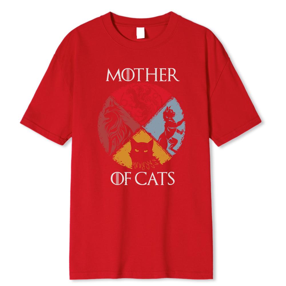 Cat Family Mother Of Cats Printing Male T Shirts Quality Tshirt Summer Casual Cotton Tops Breathable Tee Clothes Man