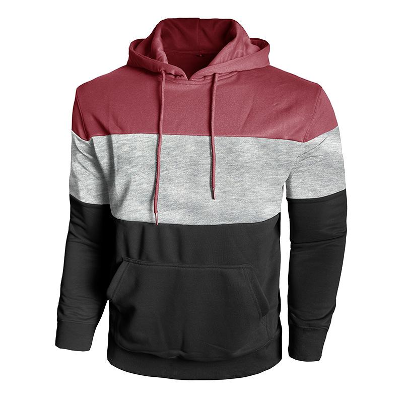 Осень Зима Мужская Толстовка Длинный Рукав Повседневная Спортивная Контрастная Худи Мужская Толстовка с Капюшоном Уличная Одежда Топы для Бега