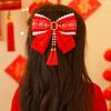 Flower Bow Ribbon Hair Clip Tassel Hanfu Hair Ornamen Cute New Year Hairpin  Girls