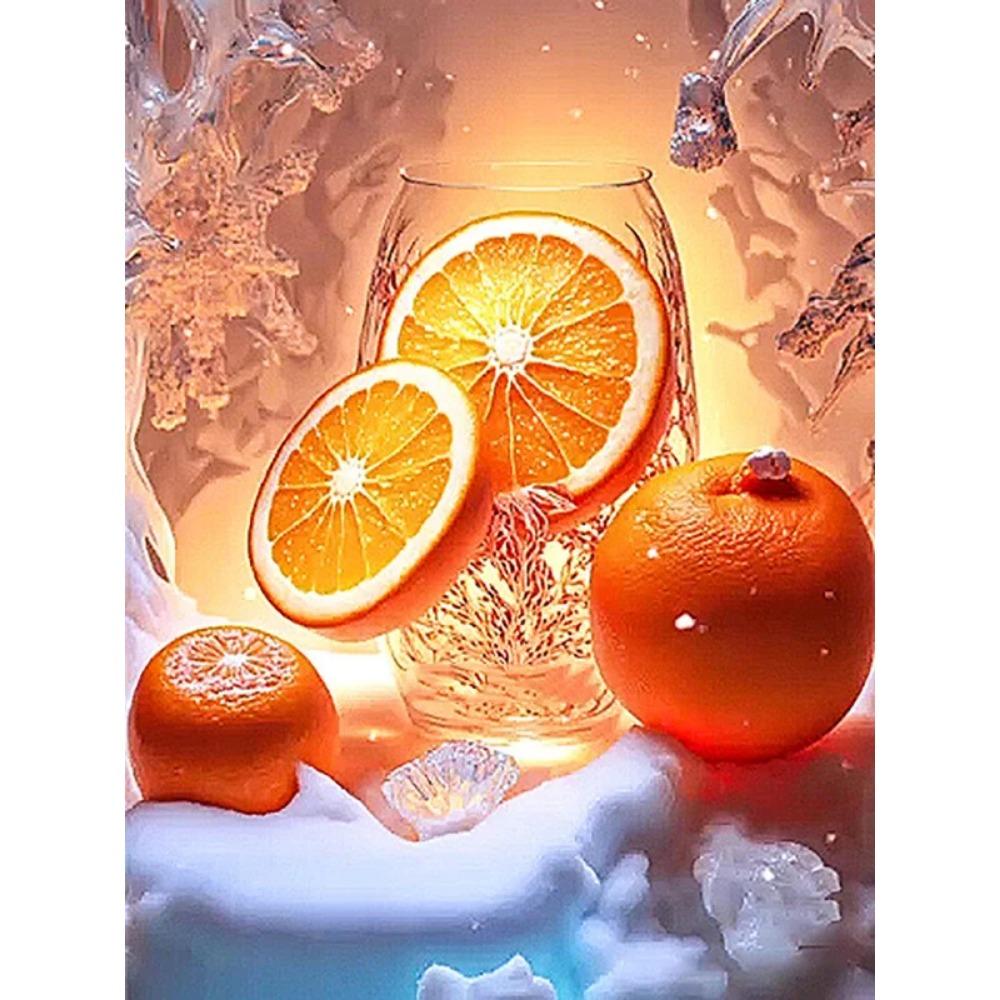 Алмазная картина Полный дрель Цветок Луна Пейзаж Круглая алмазная живопись Ручная работа Фруктовый десерт Diy Алмазная мозаика Картина Украшение дома