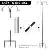 185CM Shepherds Hook Metal Double Hook Bird Feeder Hanger Height Adjustable Flowerpot Holder for Outdoor Lawn Garden Decoration