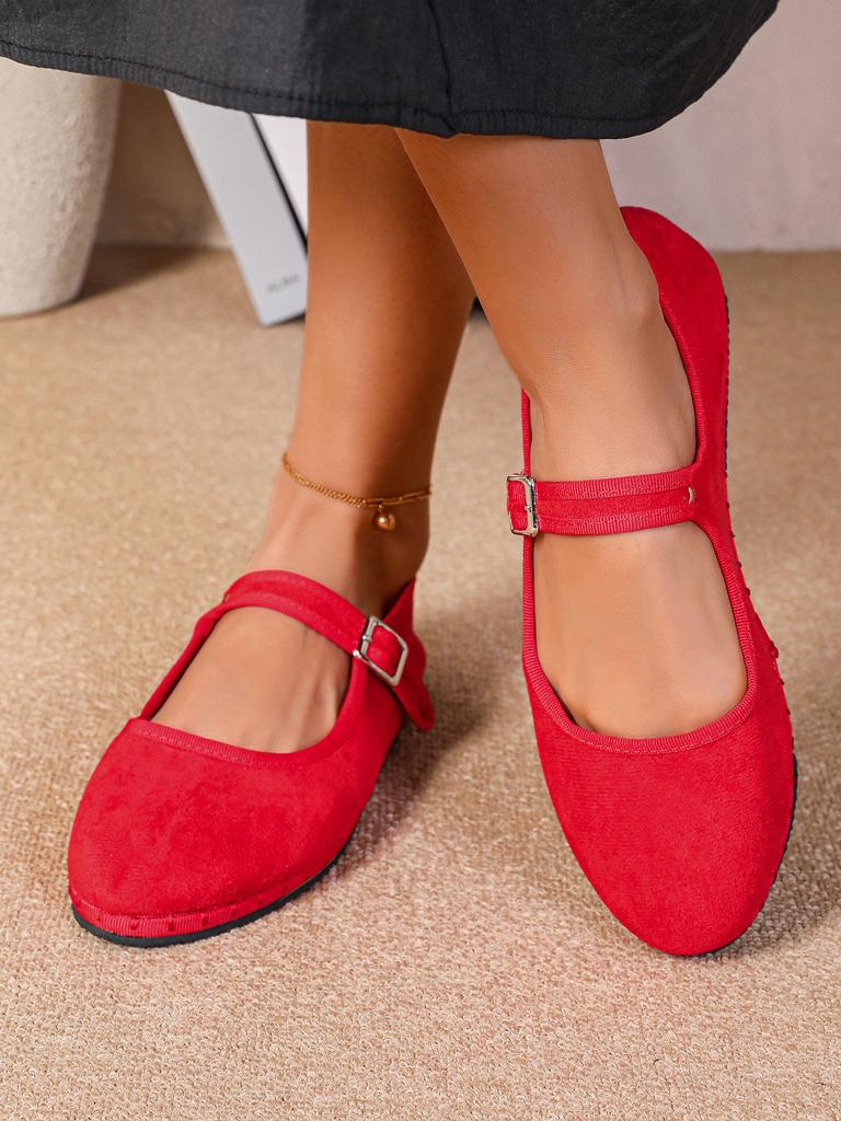 Модные Элегантные Замшевые Туфли Мэри Джейн Женские Черные С Ремешком и Пряжкой Повседневные Балетки Женские Весенне-Осенние Лоферы из Холста