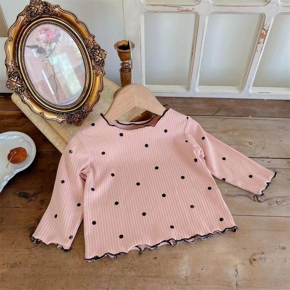 Polka Dot Korean Style Pajamas - Spring & Autumn Girls' Two-Piece Home Suit for Kids