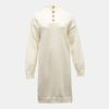 Кремовое платье-свитер хания с воротником-стойкой на пуговицах Женское