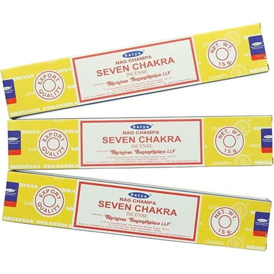 Ароматические палочки Satya Nag Champa Seven Chakra Agarbatti, 3 упаковки *15 GMS