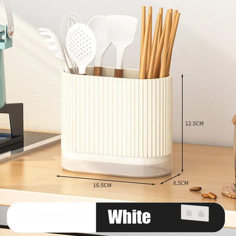 Household Kitchen Chopstick Holder Spoon Storage Box Drain Rack Wall Mounted Non Perforated Countertop Tableware Chopstick Cage