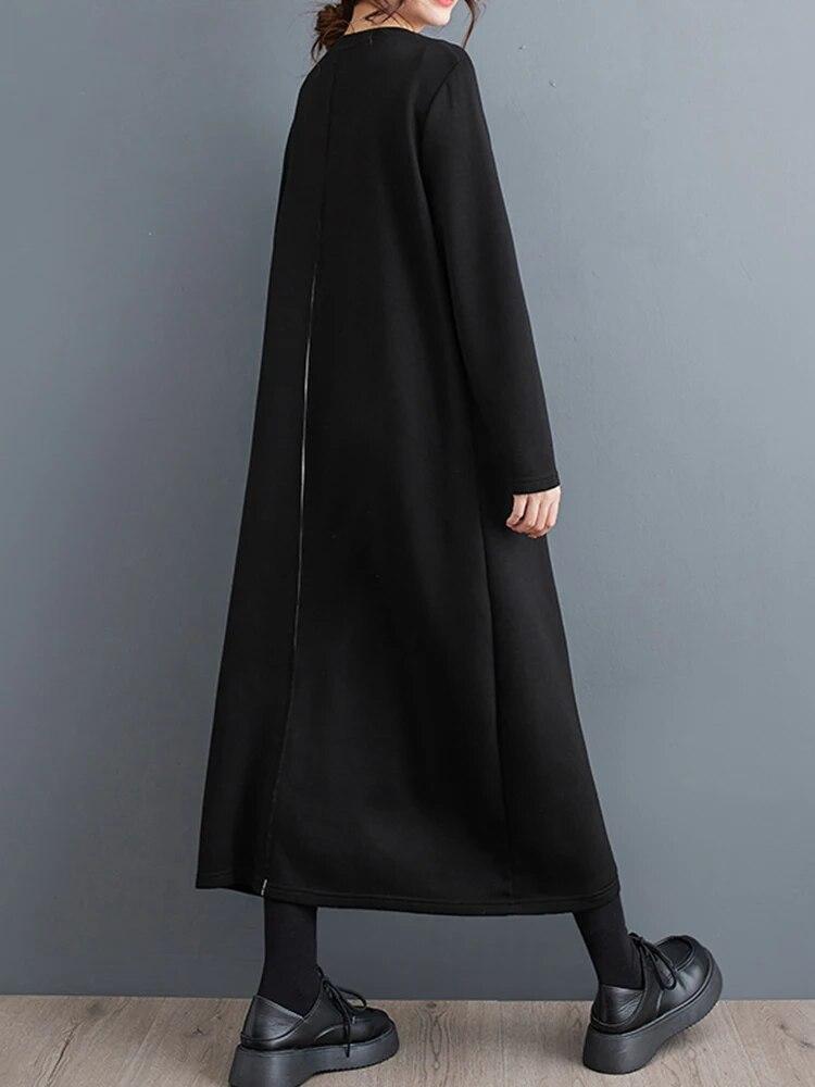 Xitao Повседневное однотонное женское платье, свободное женское пуловерное платье на молнии HQQ1543