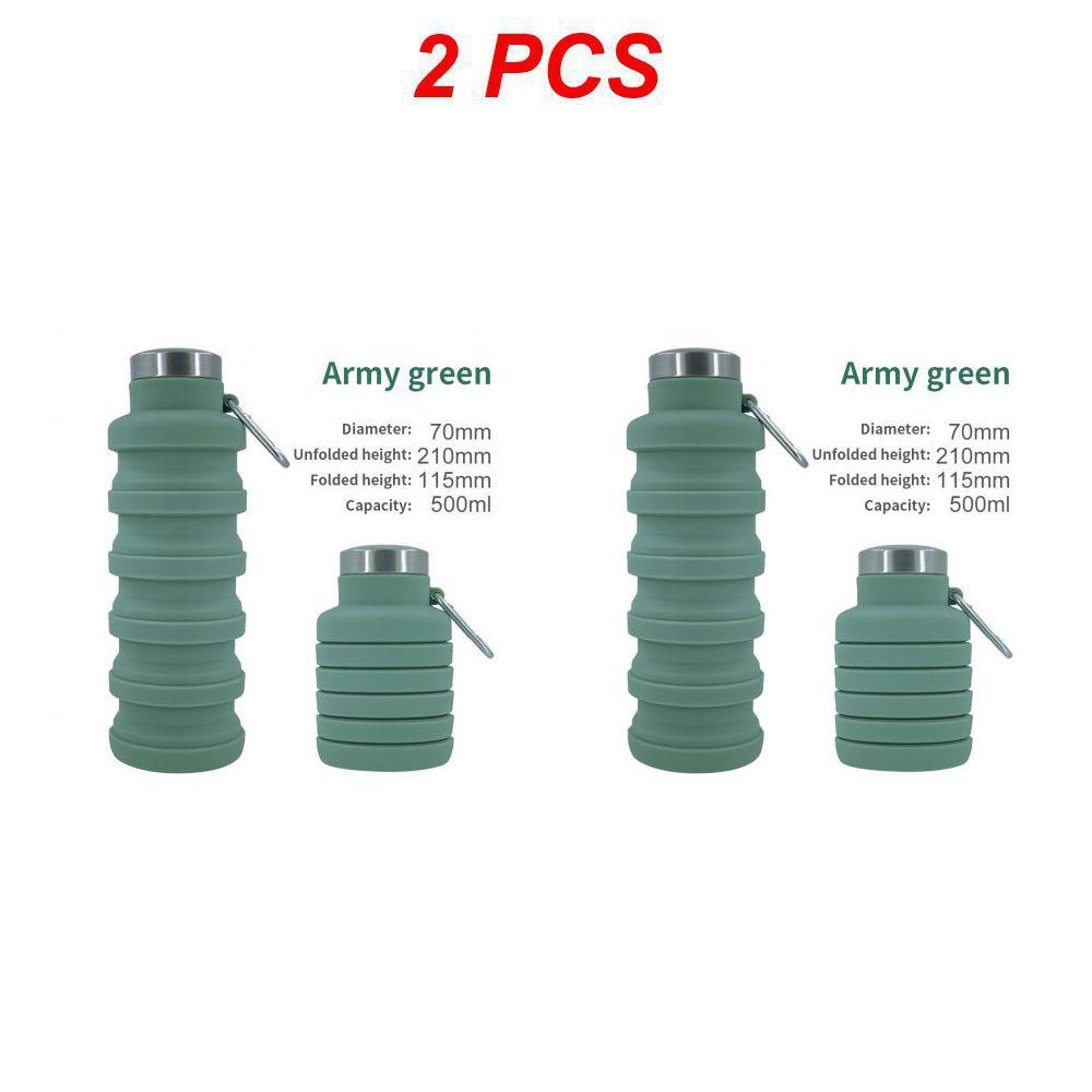 2 шт., спортивная кружка для путешествий на открытом воздухе, не содержащая BPA, складная силиконовая бутылка для воды, портативная выдвижная питьевая кружка, дропшиппинг с