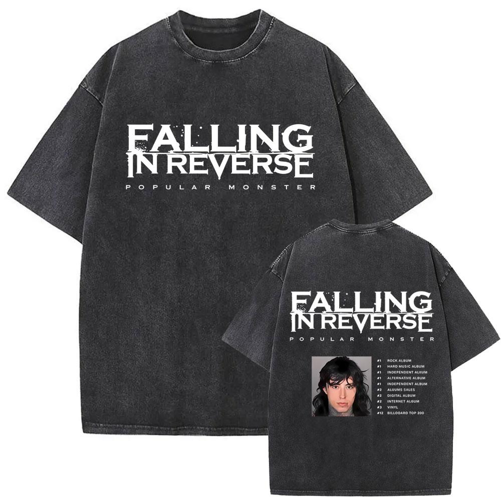 Стирка Винтаж Рок-группа Falling in Reverse Принт Скелета Футболка Мужчины Женщины Ретро Готика Панк Футболки Хлопок Оверсайз Футболка