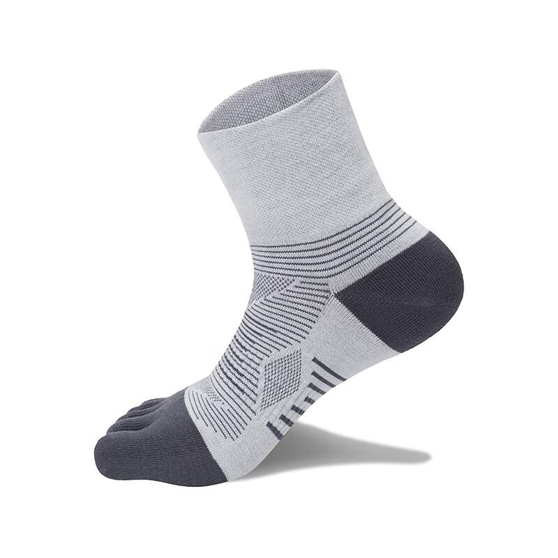 TFO DuPont Coolmax Outdoor Five-Toe Socks, Hiking Quick-Dry Sports Running Socks 2202434, Men's Light Gray