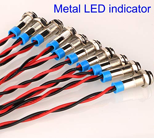 10 installed 6mmled metal indicator light 12V24V waterproof car marine panel light color