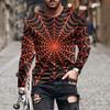 Футболка с длинным рукавом Fashion Street Personality Man Spiderweb Halloween Hd 3D Printed Plus Size Loose Comfortable Jumper