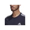 adidas Мужская футболка с принтом логотипа и полосатым краем, круглым вырезом, коротким рукавом, темно-синяя GL3734