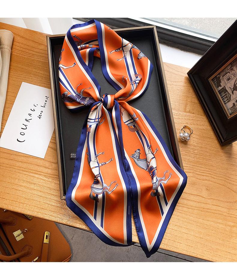 Длинный шелковый шарф-мешок, галстук, женская шея, узкие шарфы, повязка на голову, платок, принт лошади, брендовая женская шейная лента, весна, новинка