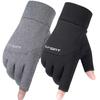 1 Pair Winter Fishing Gloves Women Men Universal Keep Warm Fishing Protection Anti-slip Gloves 2 Cut Fingers Outdoor Use Angling