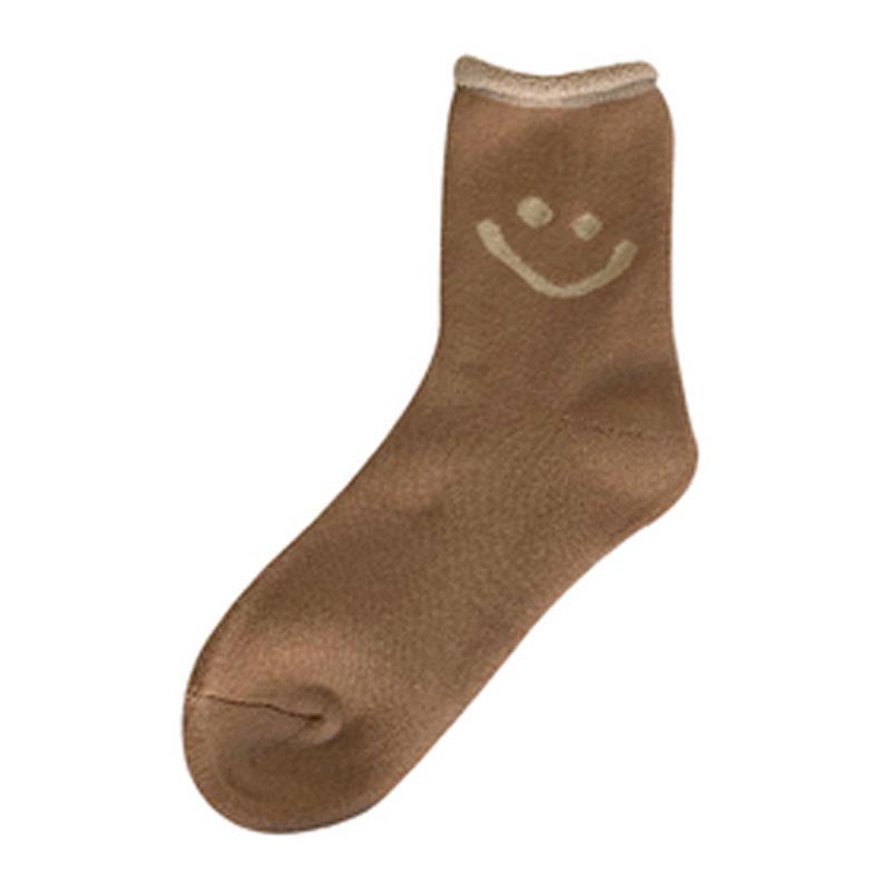 Теплые махровые носки женские плюшевые утолщенные средние носки-трубы модные милые универсальные носки-полотенце со смайликом