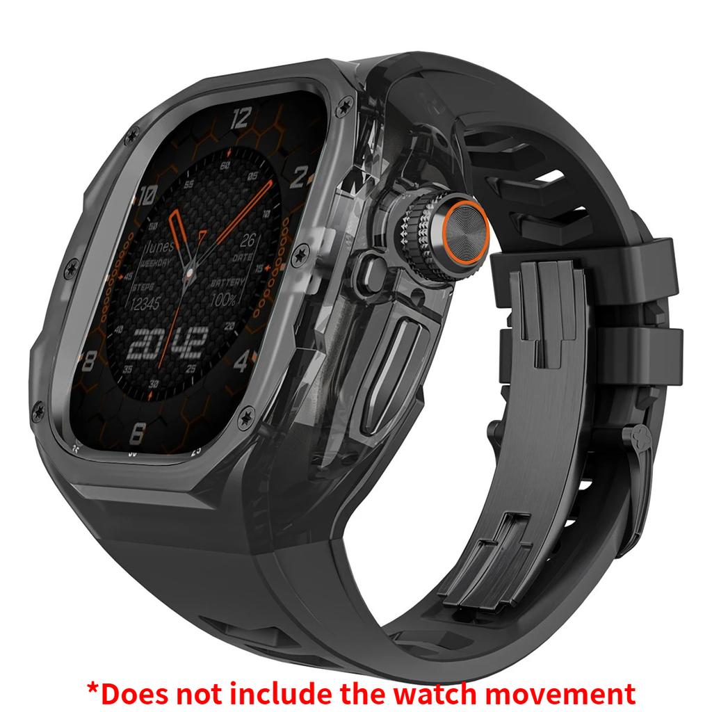 Роскошный мод-комплект для Apple watch Ultra 3/2/1 49 мм Спортивный резиновый ремешок+чехол для Iwatch ultra 49 мм Прозрачный ледяной чехол Комплект для переделки