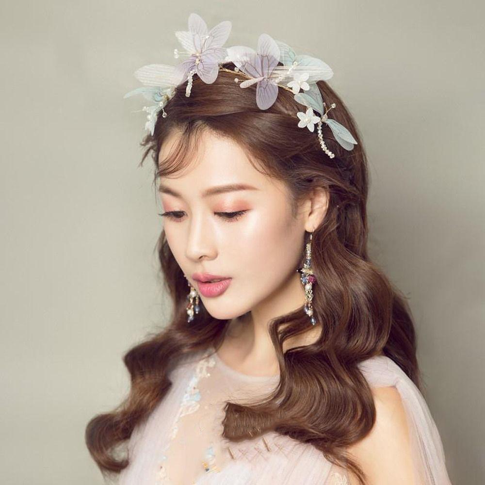Crystal Bridal Wedding Headband Women Hair Hoop Dragonfly Headband Transparent Korean Headdress