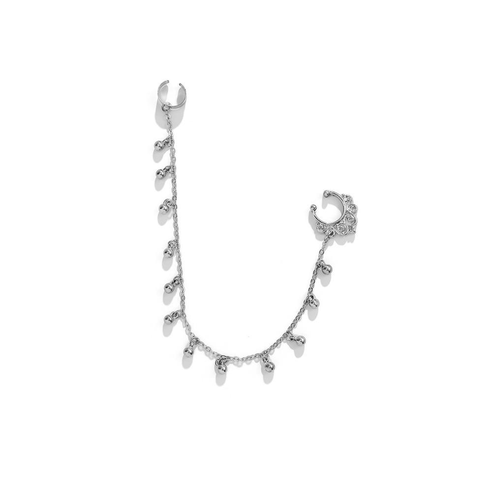 Fashion Piercing Jewelry Women Nose Clip New Imitation Pearl Butterfly Tassel Chain