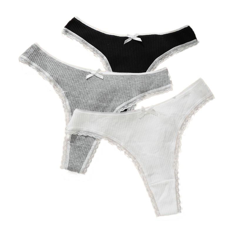 Women's CottonThongs Women's Sexy Lace Seamless Large Size T Back Underwear Panties Thong