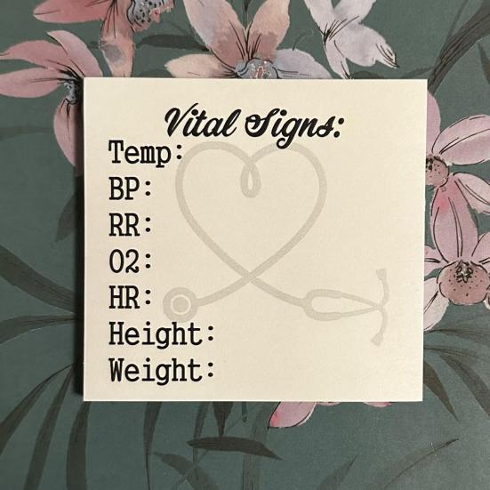 50 листов Блок для заметок с липким краем Квадратный блокнот медсестры Журнал жизненно важных показателей