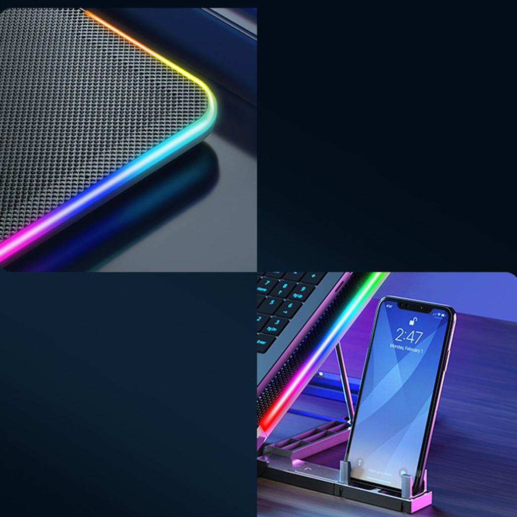 RGB Laptop Cooling Pad Gaming Laptop Cooler Laptop LED Fans Cooling Stand Adjustable Cooling Fans for 15.6inch Laptop