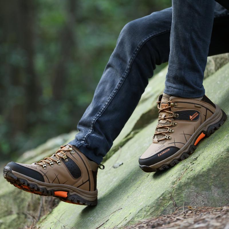 Мужские ботинки, водонепроницаемые кожаные кроссовки, уличные мужские походные ботинки, рабочая обувь, размер 39-47