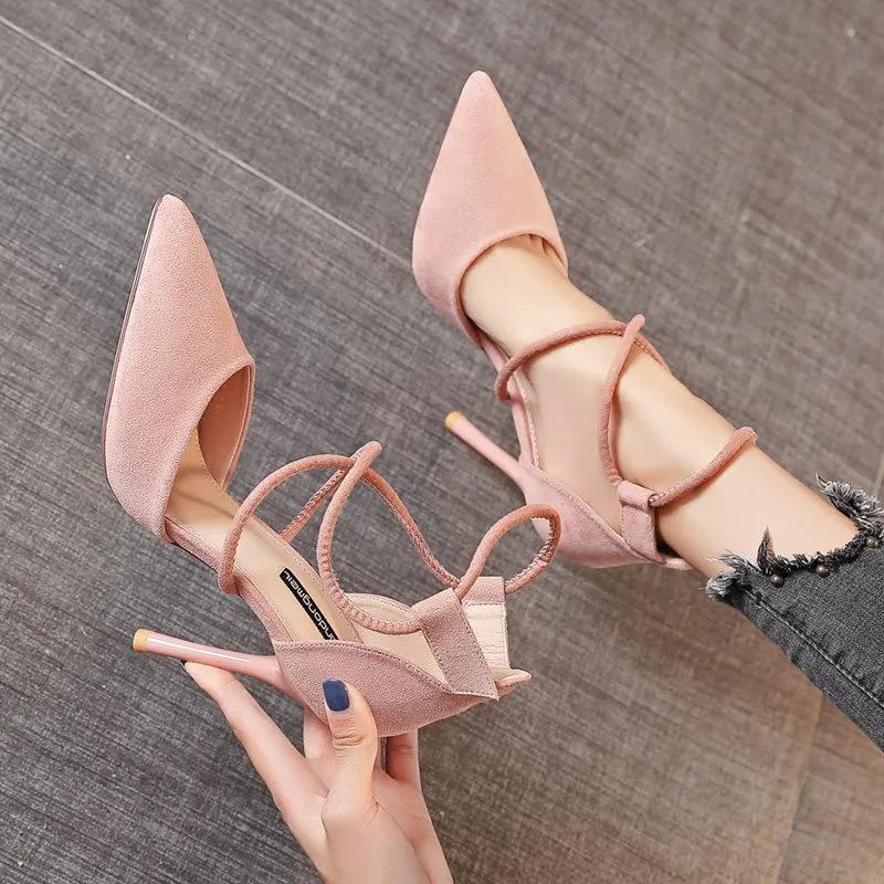 Fashion Women'S Black Fashion Suede High Heel Shoes Woman Pointed Stiletto Fashion Sexy Pink Wedding Pumps Bridal Shoes