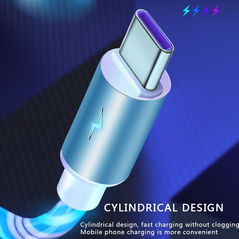 VAORLO Светящийся зарядный кабель Micro 8Pin 5A Type-C USB зарядное устройство Высокая совместимость для Android XiaoMi Huawei iphone 11 12 13