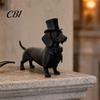 Modern Dog Figurine 3D Printed Gentleman Dachshund Figurine, Elegant Sculpture Desktop Ornament, Retro Animal Ornament Solid Matte Black Art