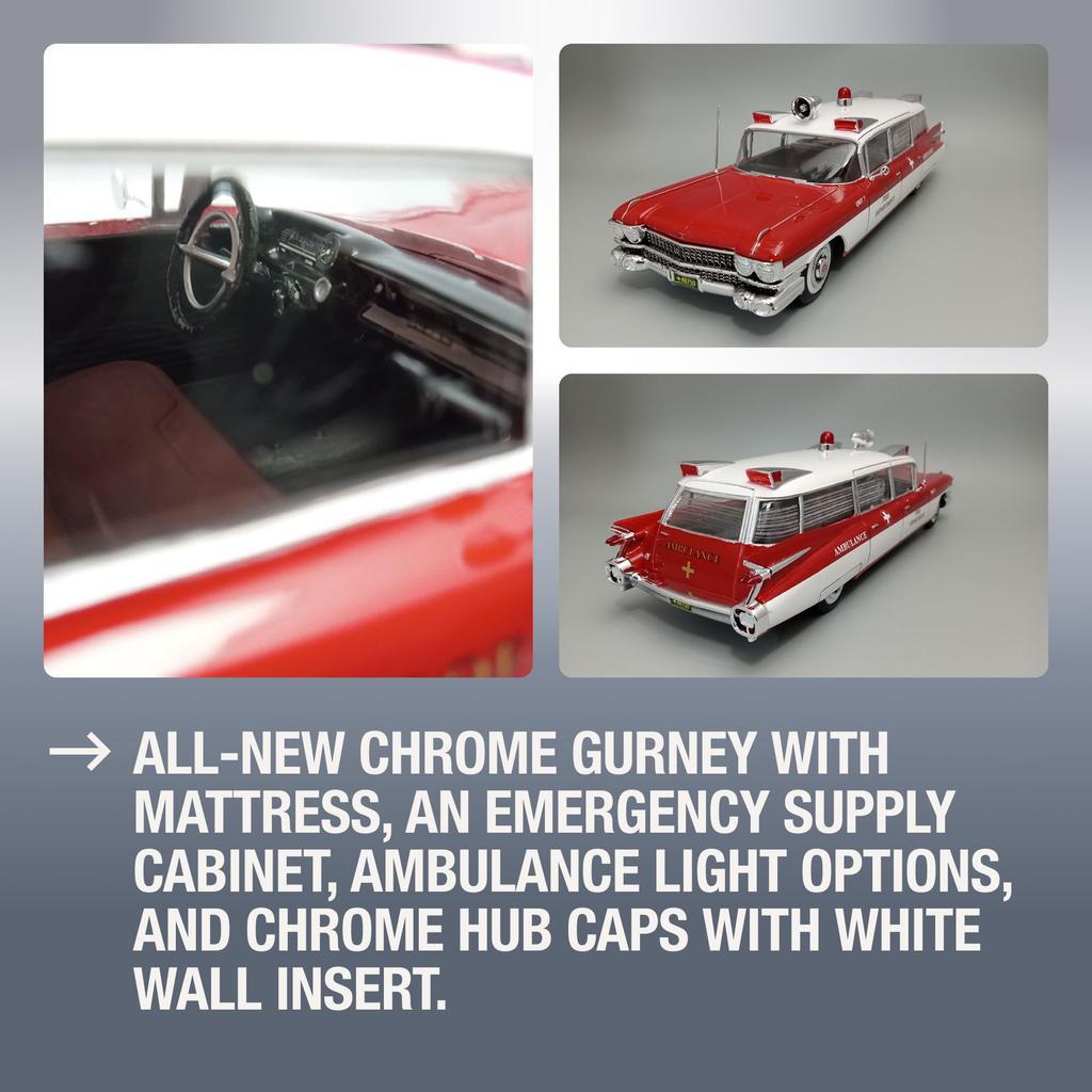 AMT 1959 Cadillac Ambulance Stretcher Включая пластиковую модель AMT1395 1/25