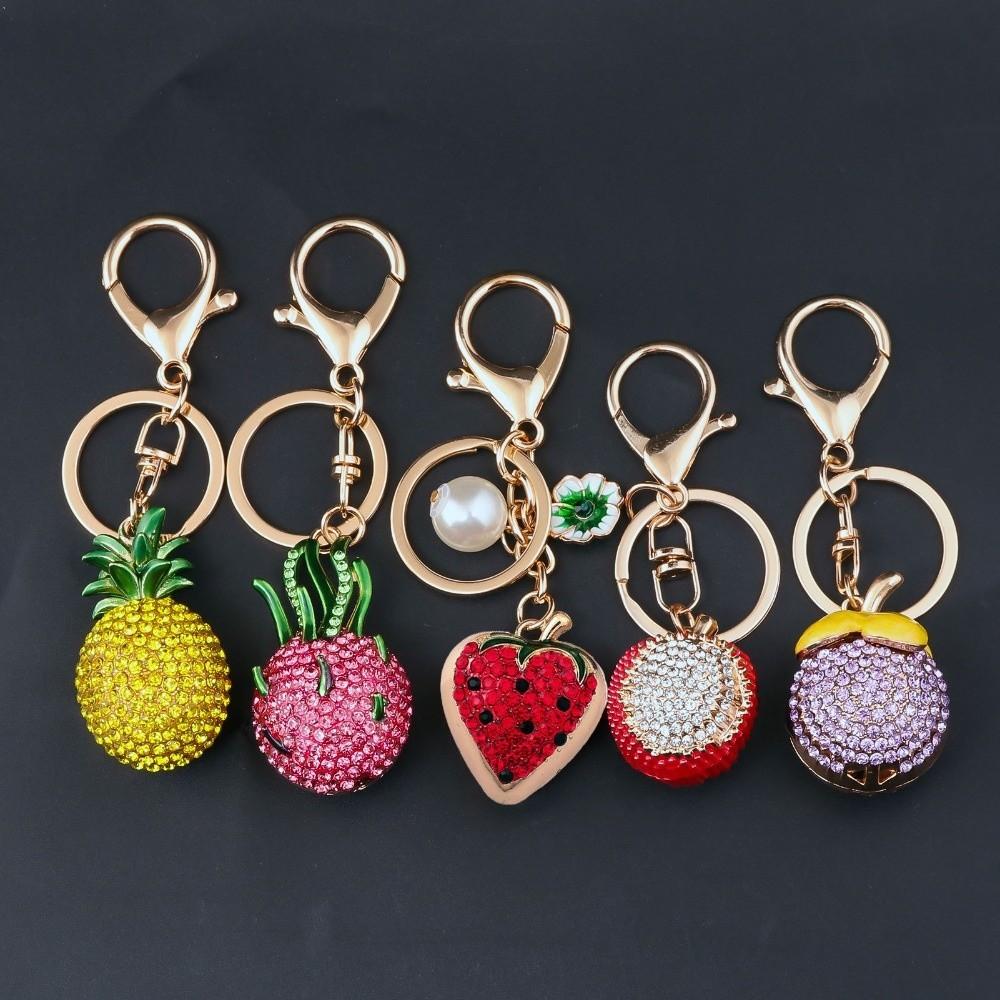 Enamel Simulation Fruit Keychain Cartoon Metal Key Rings New Bag Charms  Jewelry