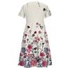 Women's Summer Casual Floral Print Button V Neck Short Sleeve Cotton Linen Dress