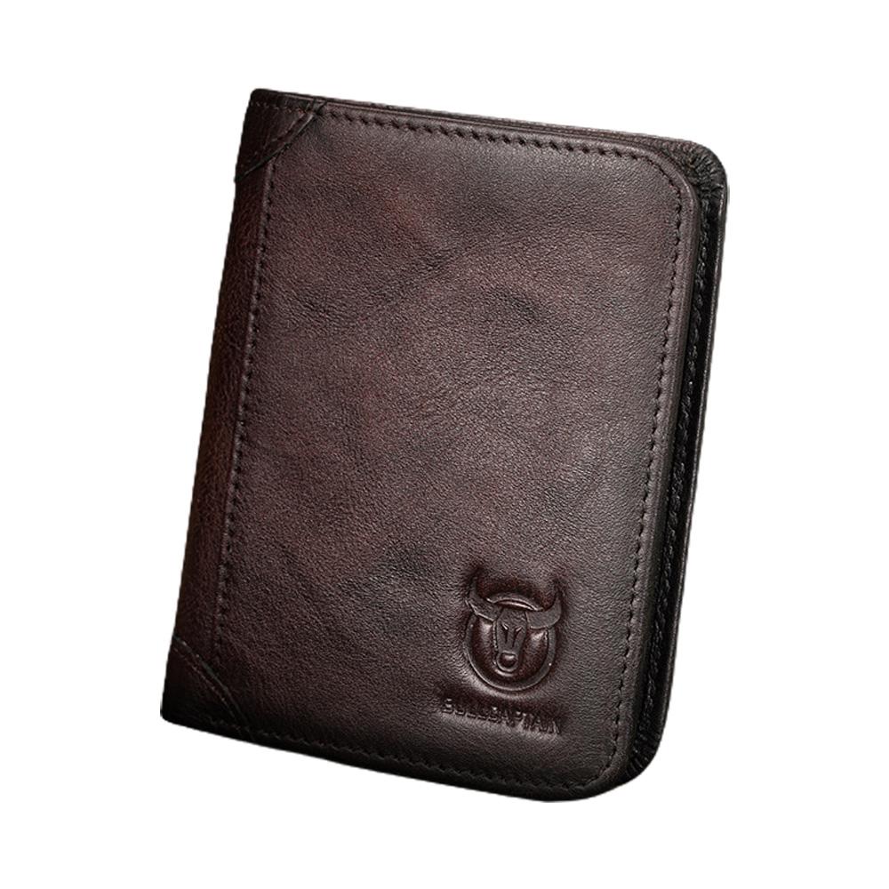 Мужской кошелек из натуральной кожи большой емкости, двойной складной кошелек с RFID-блокировкой, винтажный держатель для кредитных карт