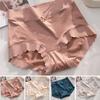 Women Solid Color Panties High Waist Wave Trim Briefs Bowknot Decor Smooth Seamless Ice Silk Underpants