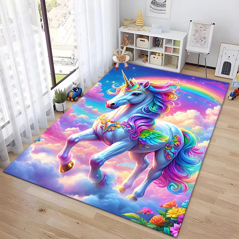 Magical Unicorn Rainbow Sky Carpet Is Suitable For Living Room And Bedroom Doormats Office Balcony Decorative Carpet A4