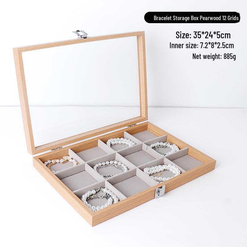 Шкатулка для украшений из розового дерева: Хранилище с чехлом для сережек, часов, браслетов и колец.