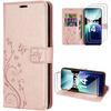 Case and 2 Tempered Glasses for Xiaomi Redmi Note 14 Pro Plus 5G/Note 14 Pro+ 5G, Synthetic Leather Butterfly Flower Pattern Pink