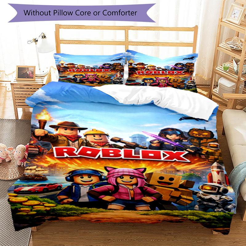 3pcs Roblox Bedding Set Duvet Cover Closure Includes 1 Duvet Cover & 2 Pillowcases, Soft and Comfortable for All Seasons.
