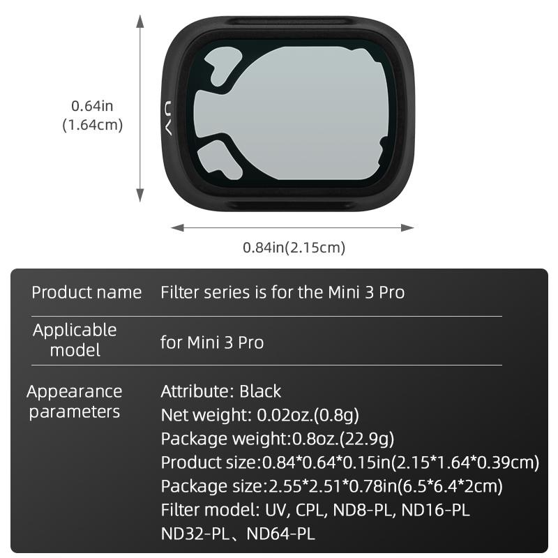 BRDRC UV CPL ND8 Lens Filters For DJI MINI 3 PRO Drone Camera Neutral Density Filter Set For DJI MINI 3 Optical Glass Accessory