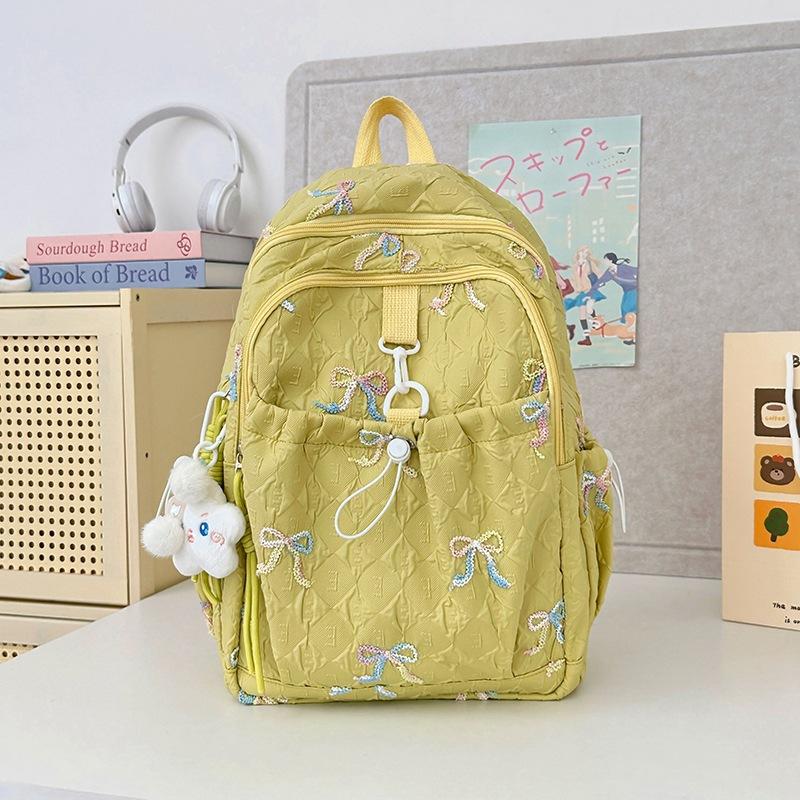 Japanese Bow Bag Female Junior High School Students Cute Joker Large Capacity Backpack Gao Yan College Backpack.