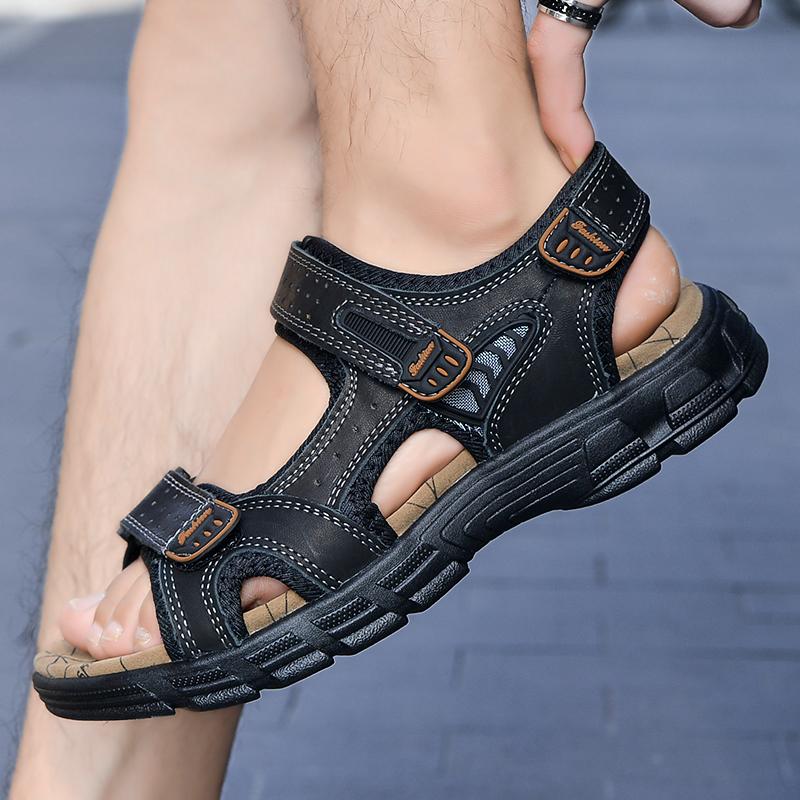 Fashion Non-slip Vacation Casual Sandals Men Fashion Summer New Style Leather Outdoor Leisure Sandals Beach Breathable Handmade Men Shoe