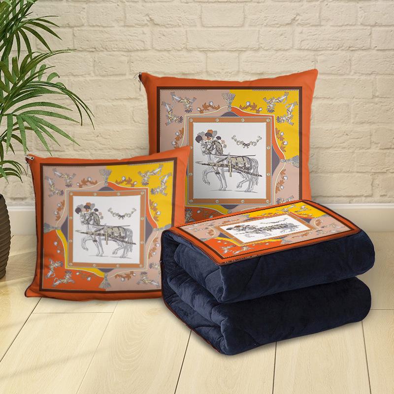 Персонализированная мультяшная флисовая плюшевая подушка-плед