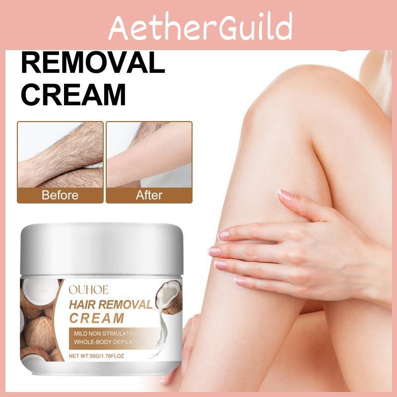 Нежный крем для удаления волос Ouhoe с кокосом для подмышек и ног. Идеально подходит для всех типов кожи