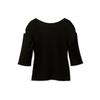 Selford Ruffle Rib Knit Pullover CWNT232031 Black Women's