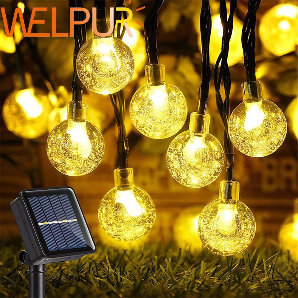 Solar String Lights Outdoor 60 Led Crystal Globe Lights with 8 Modes Waterproof Solar Powered Patio Light for Garden Decor