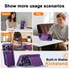 RFID Blocking Wallet Case with Card Holder Sliding Camera Cover Stand PC+TPU Protective Case for iPhone 17 Pro-Purple